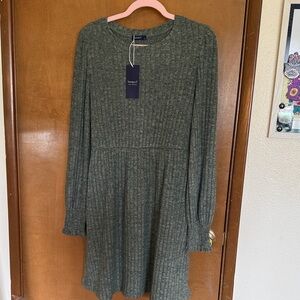 Sampeel Olive Ribbed Sweater Dress